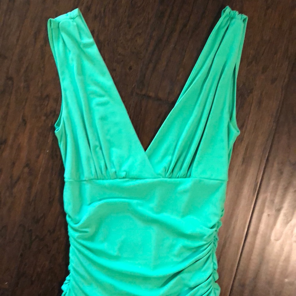 🎉HP🎉 Green V Neck Party Prom Dress - Picture 4 of 5